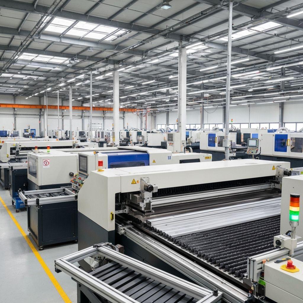 Factory floor with cutting machines